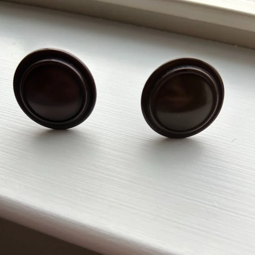 Door Cabinet Drawer Knobs Bronze Brown Metal Plastic 1 1/4